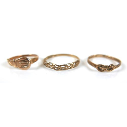 207 - Four 9ct gold rings, comprising a solitaire white stone ring, size L, 2.8g, with oval ring box and t... 