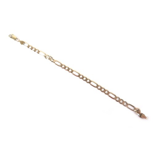 212 - Two 9ct gold flat curb link bracelets, both with lobster clasps, 21.5cm long and 19.3cm long, 11.2g.... 