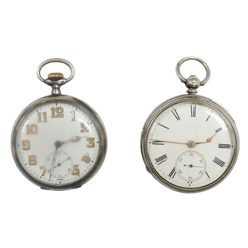 103 - Two 19th century and later silver cased open face pocket watches, comprising a Victorian key wound p... 