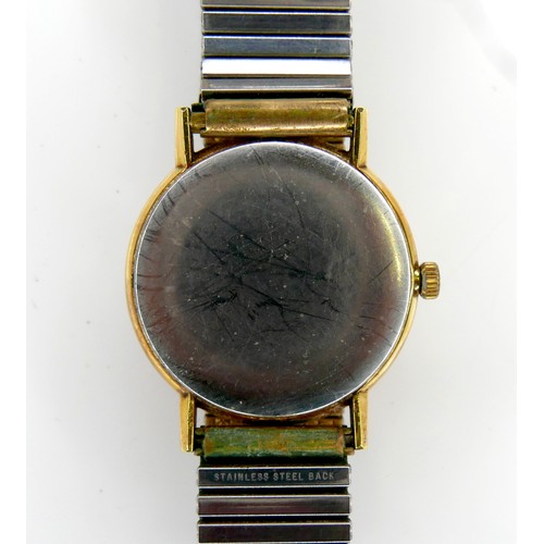 110 - A Omega Geneve gold plated gentleman's wristwatch, model 132.019SP, circa 1960, silvered dial, baton... 