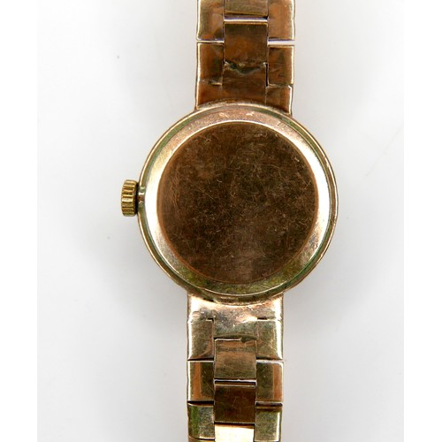 124 - A Rotary 9ct gold cased lady's wristwatch, circa 1960s, circular silvered dial with gold batons, 21 ... 