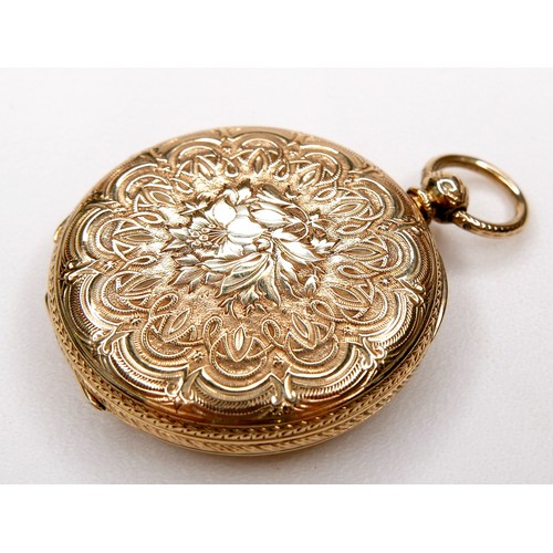 105 - A Continental 18ct yellow gold lady's open faced pocket watch, by Sarl & Sons, London, circa 1880, k... 