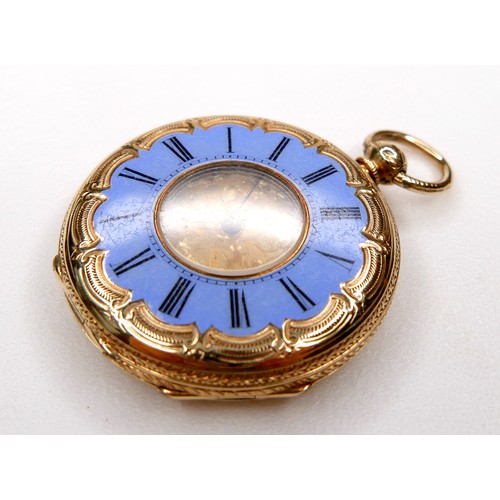 105 - A Continental 18ct yellow gold lady's open faced pocket watch, by Sarl & Sons, London, circa 1880, k... 