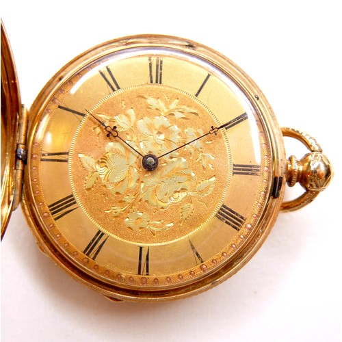 105 - A Continental 18ct yellow gold lady's open faced pocket watch, by Sarl & Sons, London, circa 1880, k... 