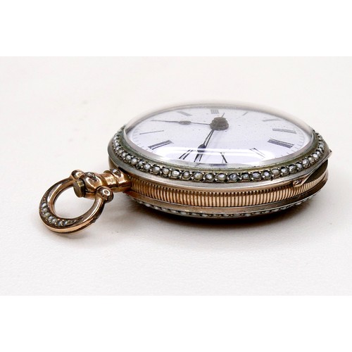 106 - A silver gilt lady's open face pocket watch, made for the Chinese market, circa 1900, key wind, whit... 