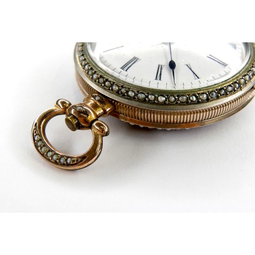 106 - A silver gilt lady's open face pocket watch, made for the Chinese market, circa 1900, key wind, whit... 