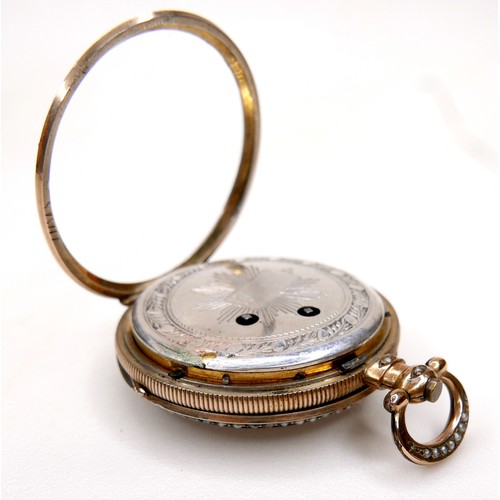 106 - A silver gilt lady's open face pocket watch, made for the Chinese market, circa 1900, key wind, whit... 