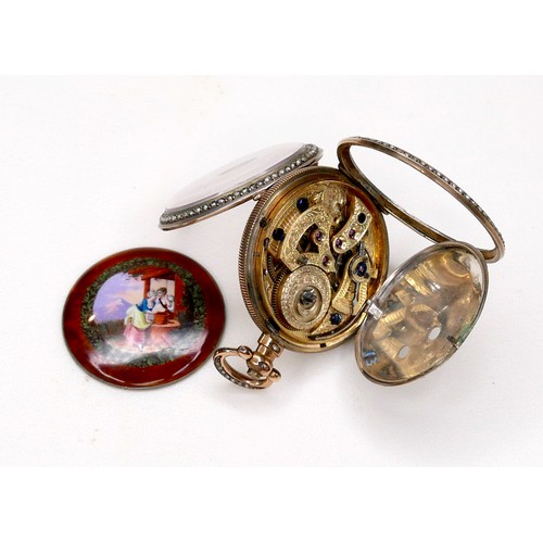 106 - A silver gilt lady's open face pocket watch, made for the Chinese market, circa 1900, key wind, whit... 