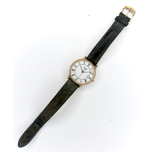 121 - A Rotary 9ct gold cased gentleman's wristwatch, circular white dial with black Roman numerals, black... 