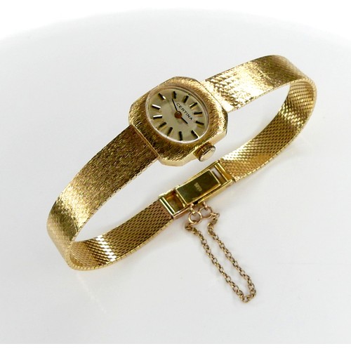 128 - A Certina 14ct yellow gold cased lady's wristwatch, circa 1970s, oval silvered dial with silver and ... 