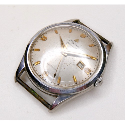 111 - An Alpina President Automatic stainless steel gentleman's wristwatch, circa 1950, silvered dial, gol... 