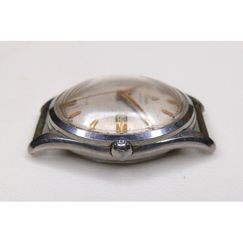 111 - An Alpina President Automatic stainless steel gentleman's wristwatch, circa 1950, silvered dial, gol... 