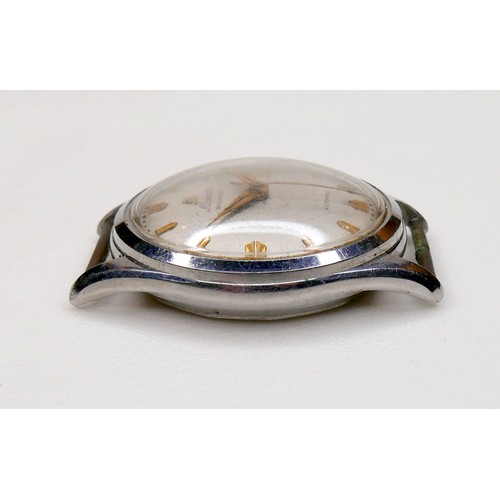 111 - An Alpina President Automatic stainless steel gentleman's wristwatch, circa 1950, silvered dial, gol... 