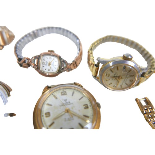 116 - A group of watches, comprising four vintage gentleman's gold plated examples, Gigon 25 jewels Automa... 