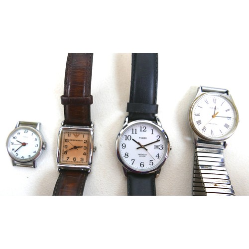 114 - A collection of ladies and gent wristwatches, by Emporio Armani, Tissot, Lorus and Sekonda. (1 bag)