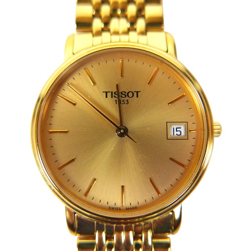 118 - A group of four gentleman's wristwatches, comprising a Tissot gold plated bracelet watch, with gold ... 