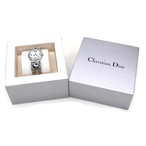 130 - A Christian Dior stainless steel lady's wristwatch, model CD1083, circular mother of pearl dial, sil... 