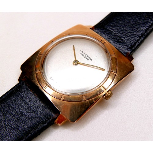 127 - A Universal Geneve 18ct yellow gold cased gentleman's wristwatch, circa 1950s, circular silvered min... 