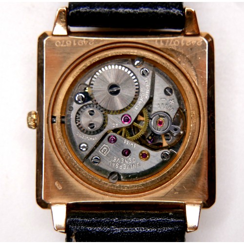 127 - A Universal Geneve 18ct yellow gold cased gentleman's wristwatch, circa 1950s, circular silvered min... 