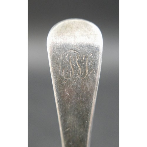 19A - A pair of George III silver table spoons, terminals engraved with initials, RC, London 1801, 4.3toz,... 