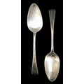 A pair of George III silver table spoons, terminals engraved with initials, RC, London 1801, 4.3toz,... 
