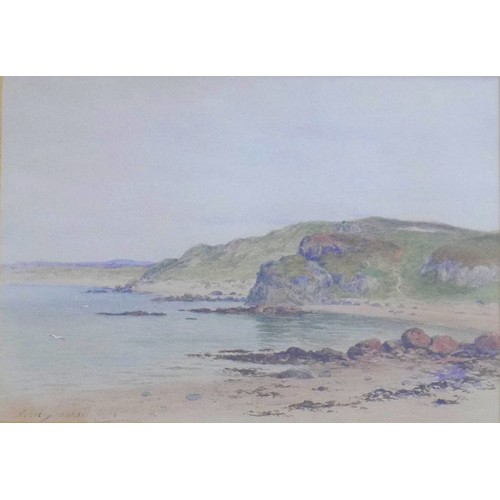 413 - J. Nesbitt (British, 19th century): coastal scene watercolour, signed and dated '1886', 25 by 35cm, ... 