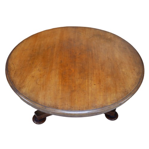 496 - A mahogany coffee table, circular tilt top, cut down from a centre table, platform base, 104 by 104 ... 