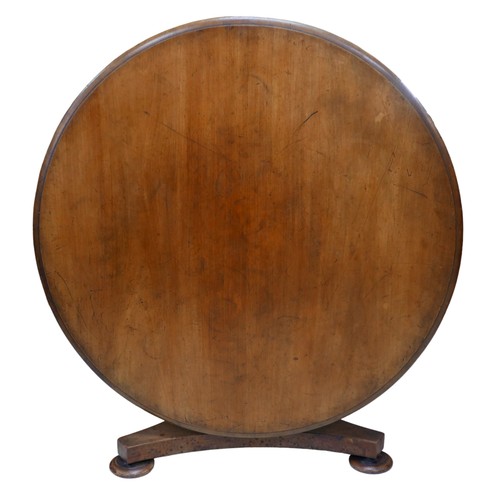 496 - A mahogany coffee table, circular tilt top, cut down from a centre table, platform base, 104 by 104 ... 