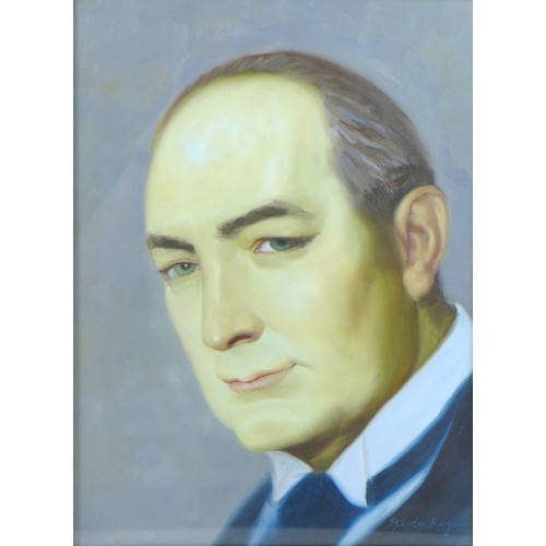 454 - Sylvia Berger: portrait of Edgar Wallace (crime writer contemporary to Agatha Christie) circa 1990s ... 