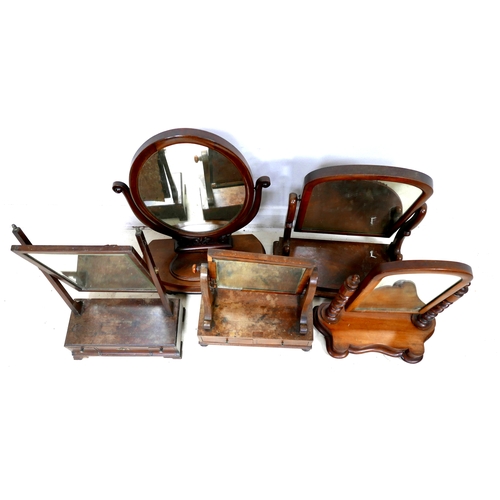 484 - A group of five mahogany toilet mirrors, late Georgian and Victorian, a/f some in poor condition. (5... 