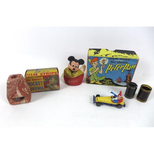 264 - An interesting collection of vintage toys and die-cast vehicles including a damaged Tri-ang minic Ja... 