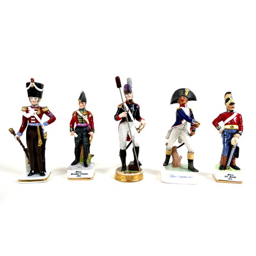 53 - A group of five china figurines, of military interest, including a Goebel 'Officier d'infanterie 181... 