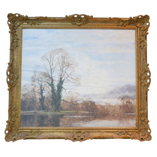 465 - W. R. Jennings (British, 20th century): The silent pool landscape oil on canvas, signed, titled vers... 