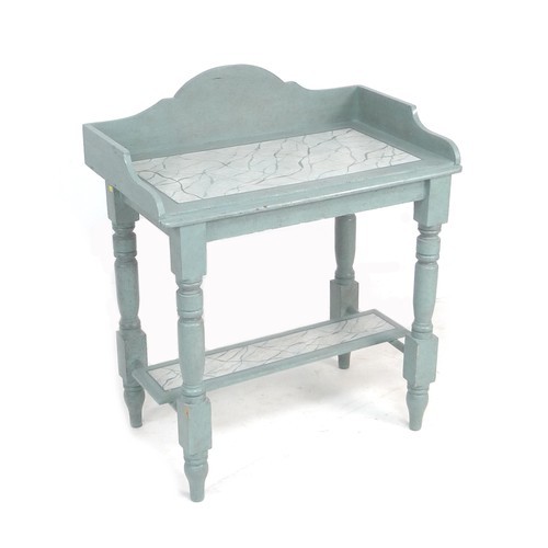 504 - A Victorian pine washstand, painted with faux marble effect, raised on turned supports, 78.5 by 48 b... 