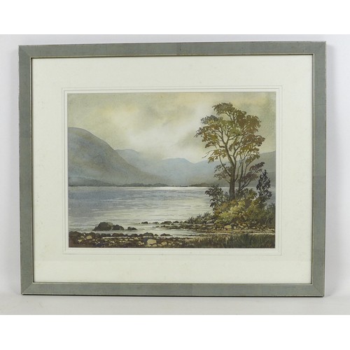 420 - Keith Burtonshaw BWS (British, 1930-2008): 'Ullswater', watercolour, 30 by 40 cm, framed 47 by 57cm.