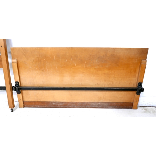 493 - An Art Deco double bed headboard, 137 by 126cm, and footboard, 137 by 58cm, maple and burr walnut ve... 