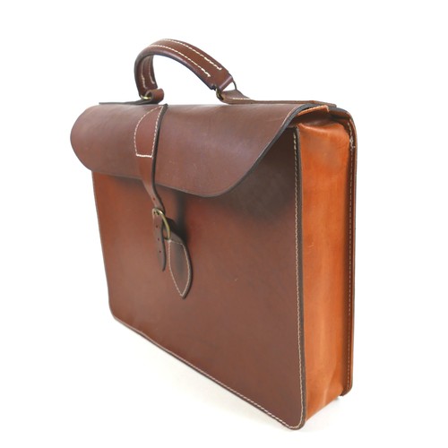 188 - An unusual bespoke mahogany briefcase, silver mounted fittings, horn handle, oval plaque with inscri... 