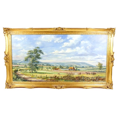 434 - W. Howells: ‘Near Horsebridge, East Sussex’, landscape, oil on canvas, 50 by 100.5cm, framed, 64 by ... 