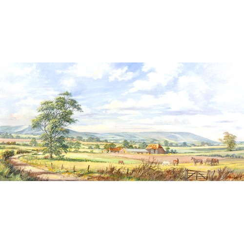 434 - W. Howells: ‘Near Horsebridge, East Sussex’, landscape, oil on canvas, 50 by 100.5cm, framed, 64 by ... 