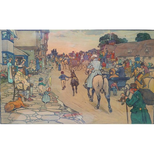 193 - Two The Bluemarket Races Cecil Aldin framed prints, largest 91 by 64cm