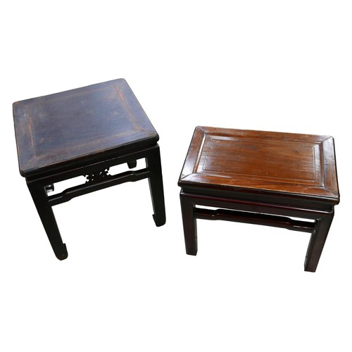 527 - Two Chinese hardwood side tables, 53 by 33 by 43cm high and 49 by 49 by 50cm high. (2)