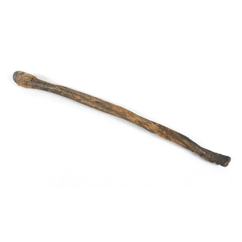 9 - A native sinew club with weighted end, 44cm in length.