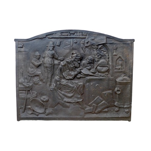 482 - A cast iron fireback, 63 by 49cm.