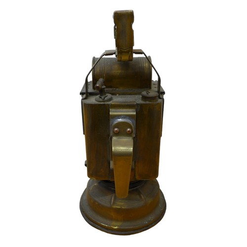 151 - A French brass railway lamp, early 20th century, 15.5 by 32cm high.