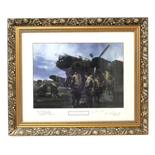 373 - A group of four military prints, comprising 'Avro Lancaster Path Finder', signed by the artist, Dan ... 