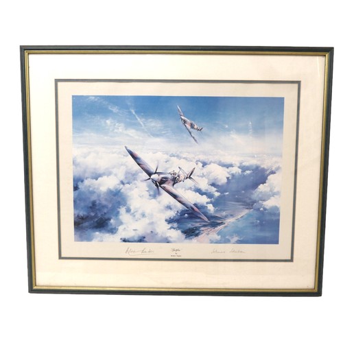 373 - A group of four military prints, comprising 'Avro Lancaster Path Finder', signed by the artist, Dan ... 