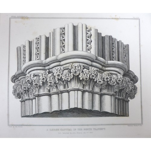 377 - A collection of unframed prints, fifteen of York Cathedral - architectural studies, 30 by 36cm, vari... 