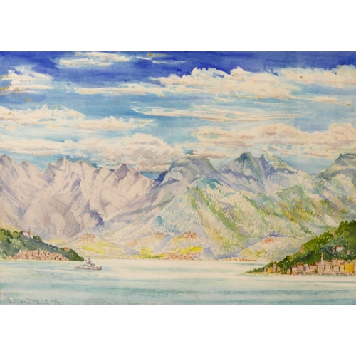 421 - Paul Johnson (British, 20th century): 'Lake Como - Bellagio on the right', signed, dated September 1... 