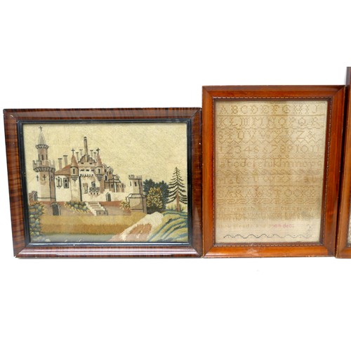 372 - A collection of four needlework panels, comprising two 19th century samplers, larger signed Ann Stoc... 