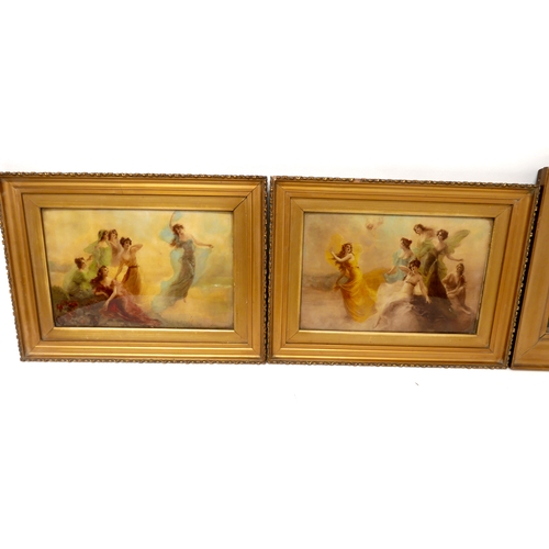 361 - A group of four Victorian crystoleum pictures, each depicting a romantic figural scene, after origin... 